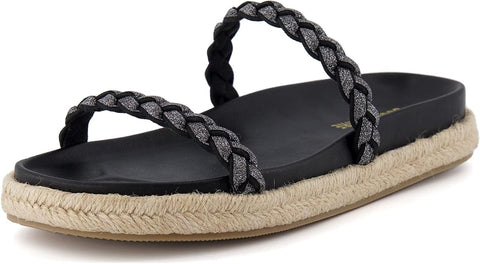 Cushionaire Black Nutmeg Espadrille Footbed Womens Sandal