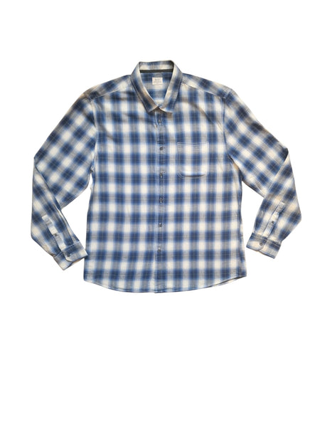 ACW85 Blue & White Check Long Sleeve Mens Shirt