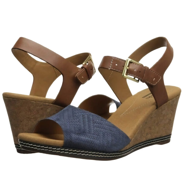 Clarks Navy Suede Womens Sandals