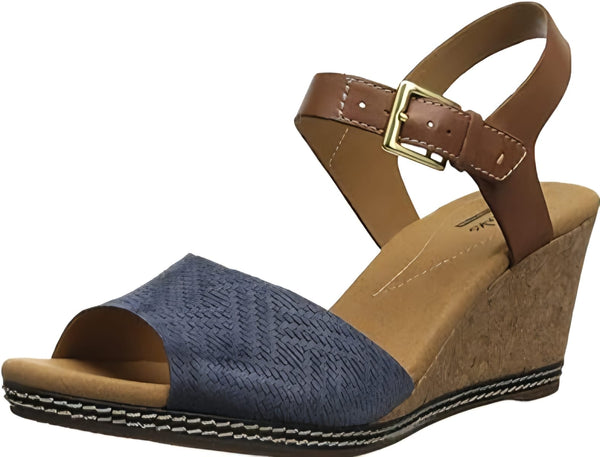 Clarks Navy Suede Womens Sandals