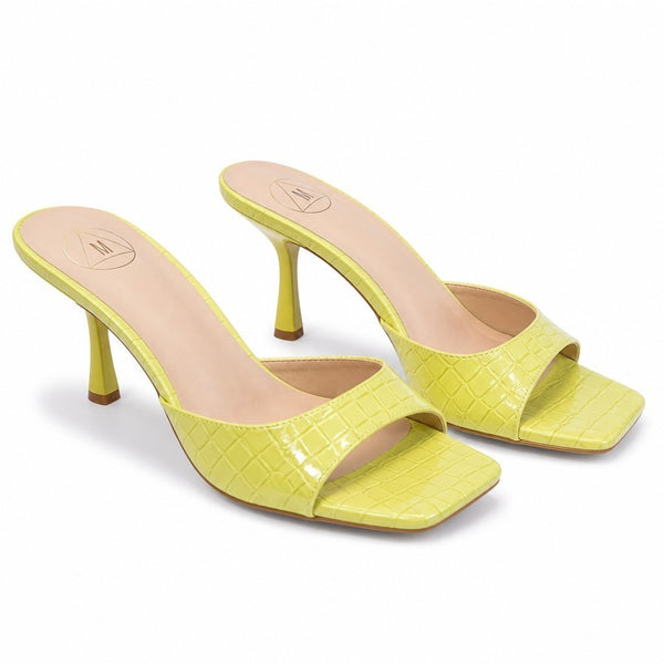 Missguided Lime Croc Slip On Womens Sandals