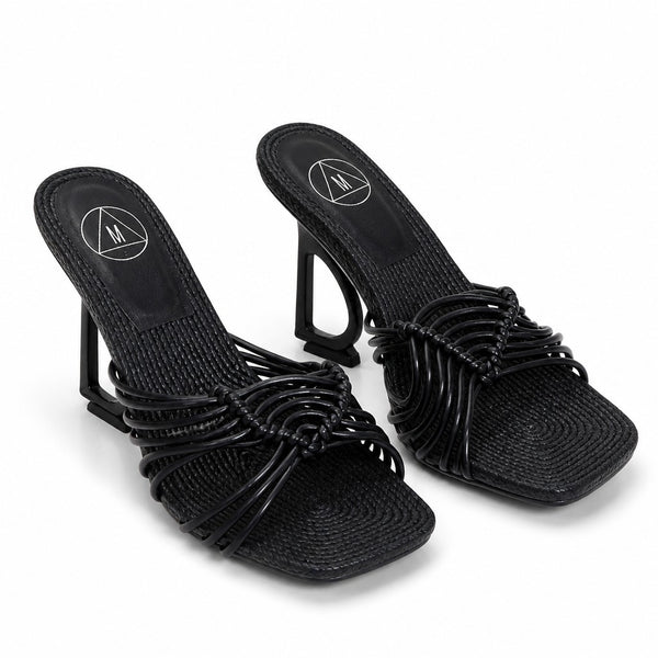 Missguided Black Rope Sole Knotted Womens Sandals