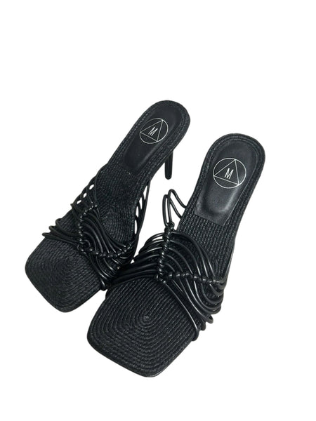 Missguided Black Rope Sole Knotted Womens Sandals