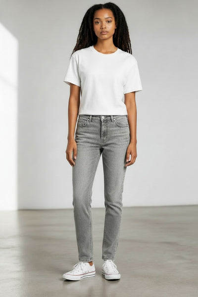 Authentic Denim Grey Crop Denim Stretch Womens Jeans