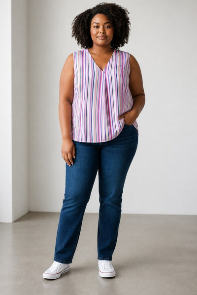 George Multi Colored Striped Womens Top