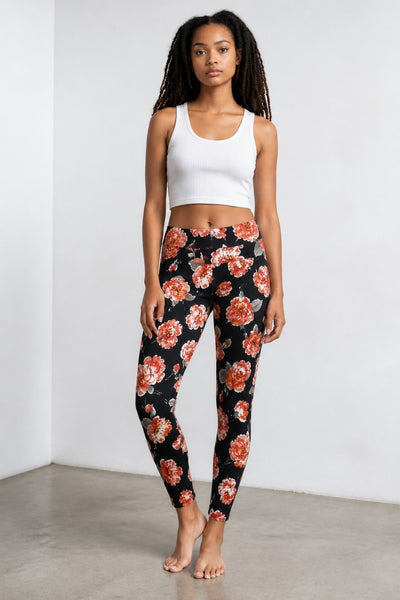 Select Black Red Floral Texture Womens Trousers
