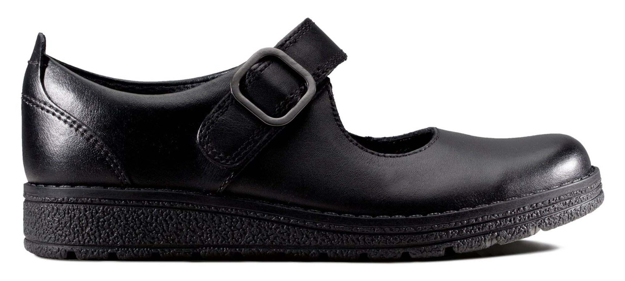 Clarks Mendip Stitch Black Leather Girls School Shoes