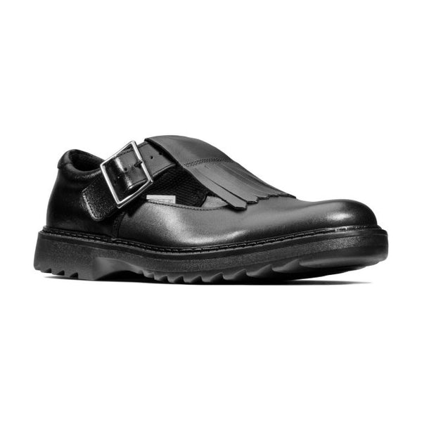 Clarks Asher Verve Black Leather Girls School Shoes