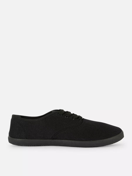 Primark Black Canvas Lace Up Women/ Kids Trainers
