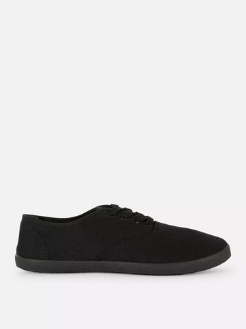 Primark Black Canvas Lace Up Women/ Kids Trainers