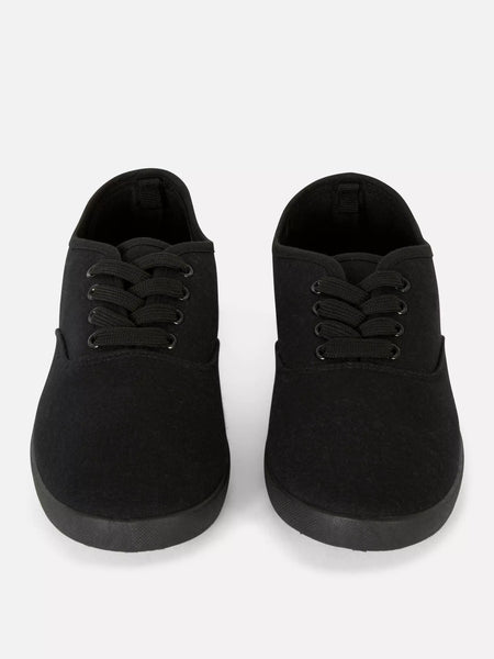 Primark Black Canvas Lace Up Women/ Kids Trainers