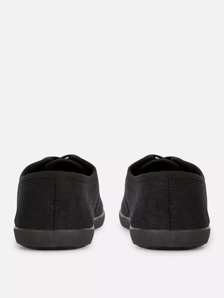 Primark Black Canvas Lace Up Women/ Kids Trainers
