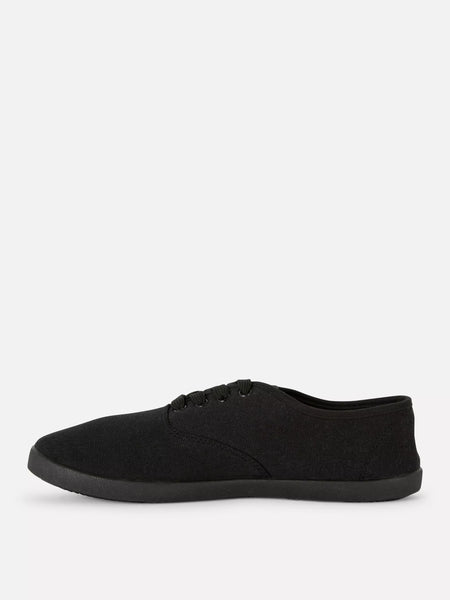 Primark Black Canvas Lace Up Women/ Kids Trainers