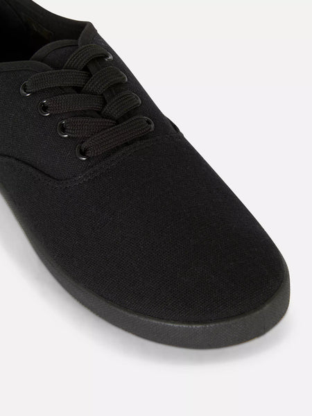 Primark Black Canvas Lace Up Women/ Kids Trainers