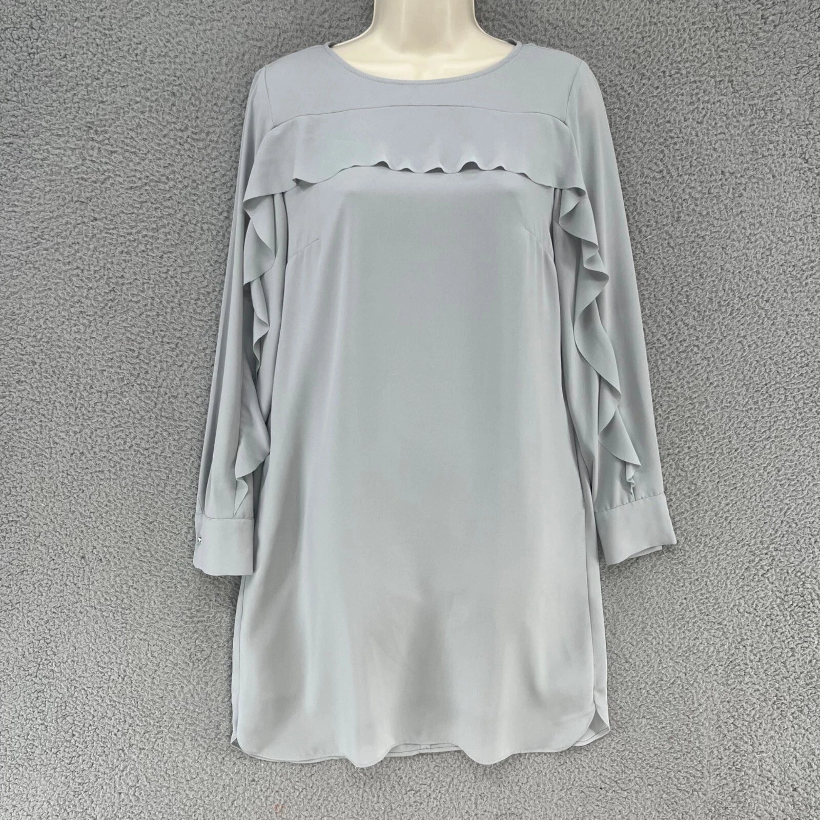 Banana Republic Light Grey Chiffon Ruffle Womens Shift Dress