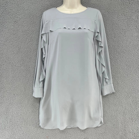 Banana Republic Light Grey Chiffon Ruffle Womens Shift Dress