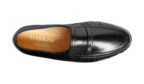 Barker Jefferson Black Classic Real Leather Moccasin Mens Shoes
