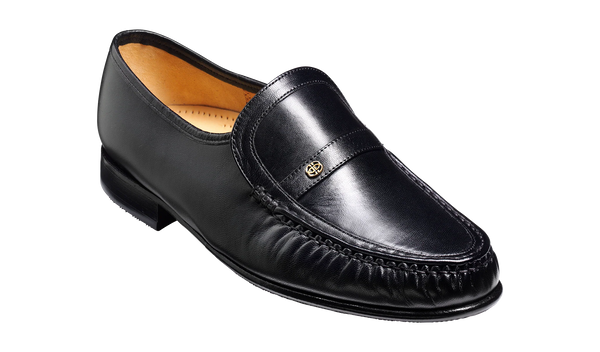 Barker Jefferson Black Classic Real Leather Moccasin Mens Shoes