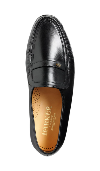 Barker Jefferson Black Classic Real Leather Moccasin Mens Shoes
