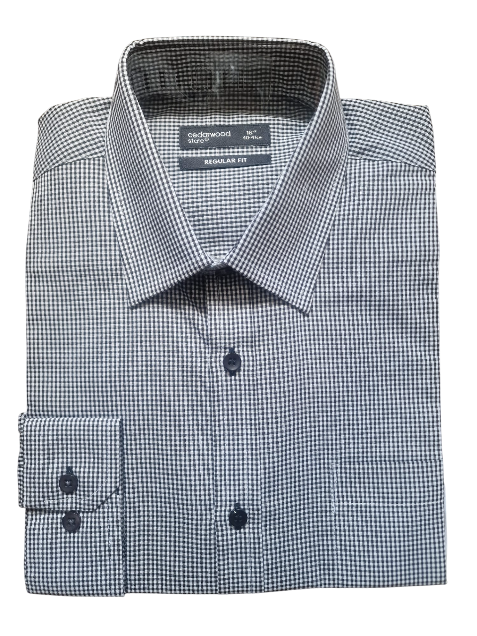 Cedarwood State Black Check Formal Mens Shirt