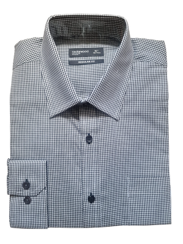 Cedarwood State Black Check Formal Mens Shirt