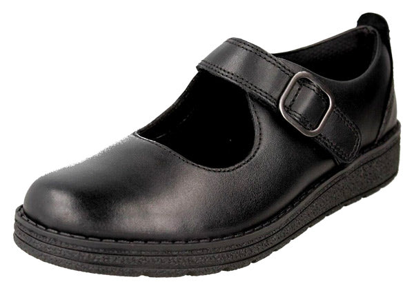 Clarks Mendip Stitch Black Leather Girls School Shoes