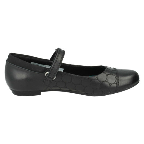 Clarks Black Tizz Whizz Girls School Shoes