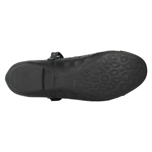 Clarks Black Tizz Whizz Girls School Shoes