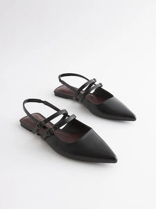 Next Black Double Buckle Slingback Womens Sandals