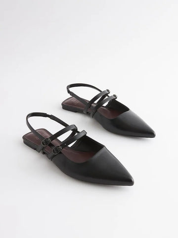Next Black Double Buckle Slingback Womens Sandals