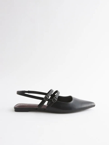 Next Black Double Buckle Slingback Womens Sandals