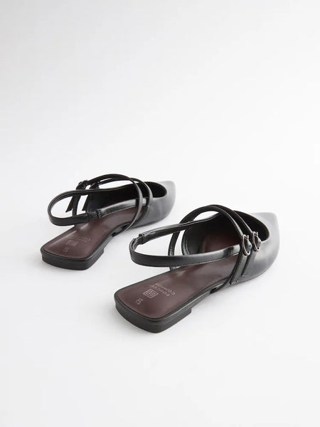 Next Black Double Buckle Slingback Womens Sandals