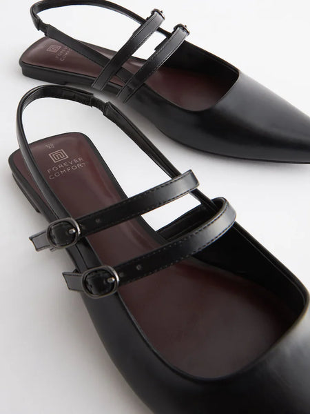Next Black Double Buckle Slingback Womens Sandals