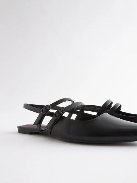 Next Black Double Buckle Slingback Womens Sandals