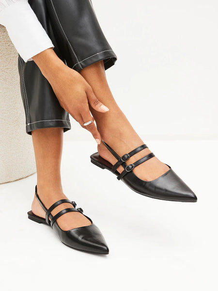 Next Black Double Buckle Slingback Womens Sandals