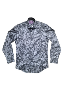 Hawes & Curtis Blue &Black Picadilly Detailed Floral Shirt