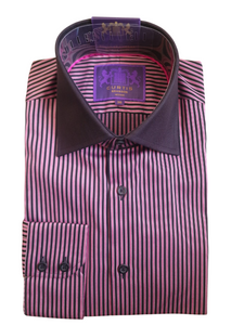 Hawes &Curtis Brandon Pink &Black Bi Colour Stripe Mens Shirt