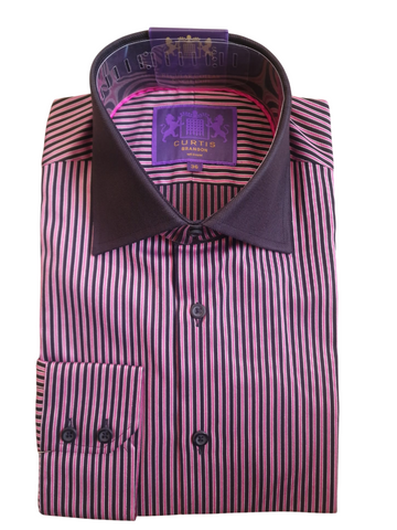 Hawes &Curtis Brandon Pink &Black Bi Colour Stripe Mens Shirt