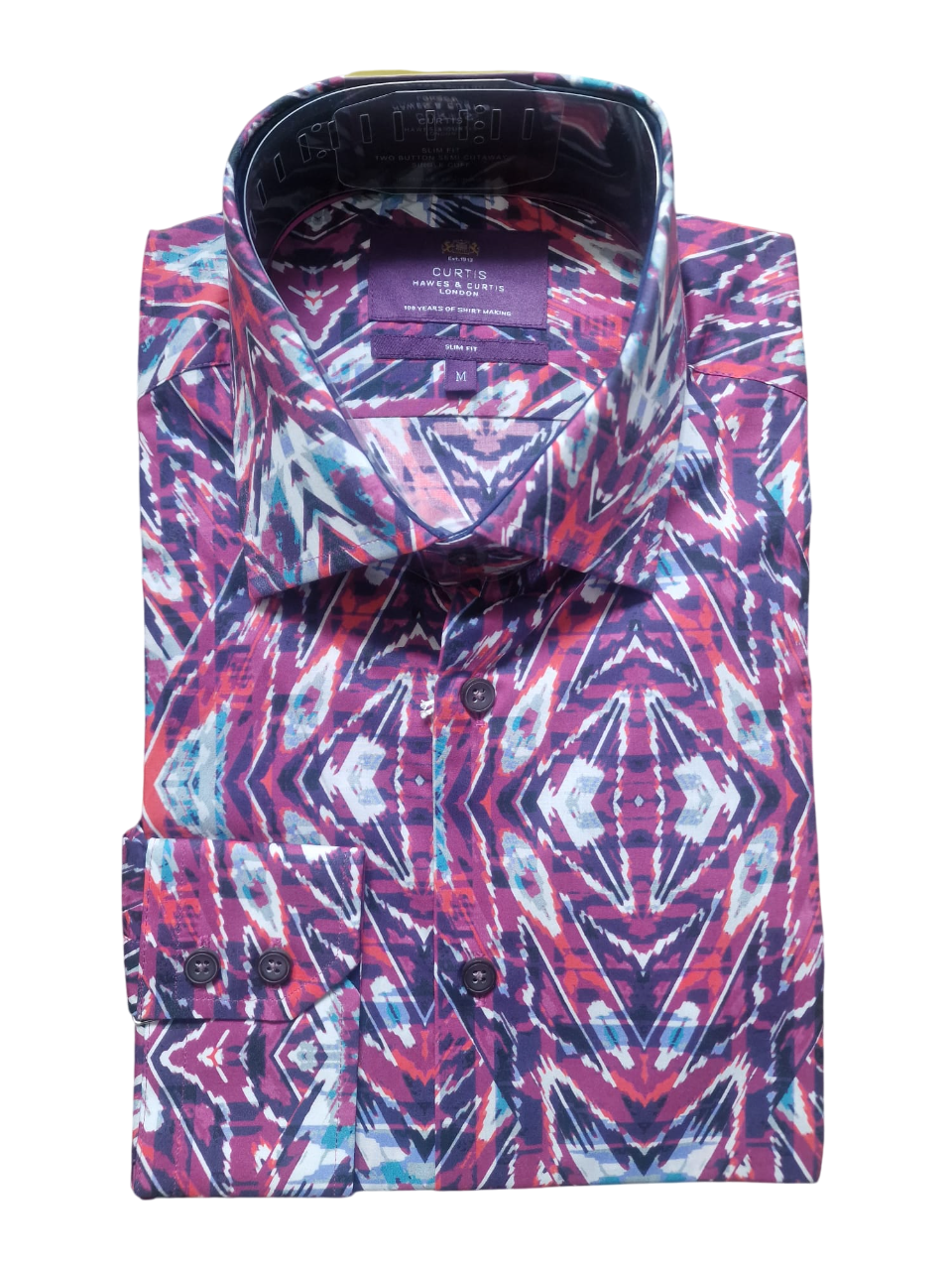 Hawes & Curtis Brandon Fuchsia & Navy Geometric Mens Shirt