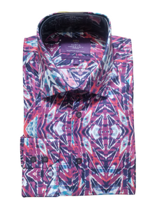 Hawes & Curtis Brandon Fuchsia & Navy Geometric Mens Shirt