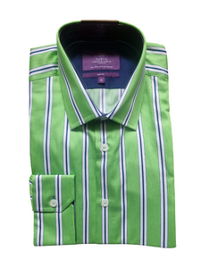 Hawes & Curtis Mayfair Green &Navy Stripe Mens Shirt