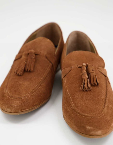 Topman Brown Tassell Suede Mens Loafers