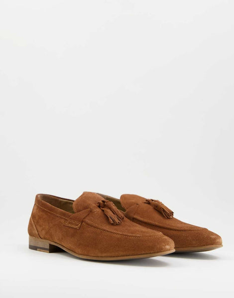 Topman Brown Tassell Suede Mens Loafers
