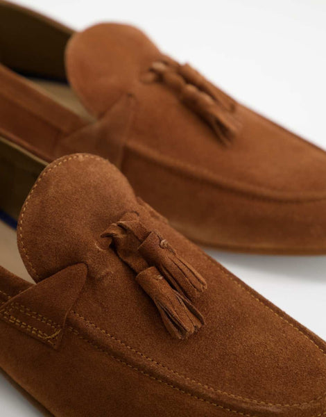 Topman Brown Tassell Suede Mens Loafers