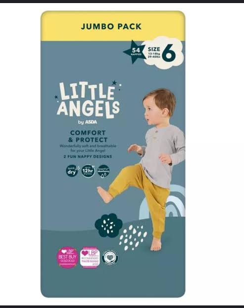 Asda Little Angels Baby Diapers Jumbo Size 6