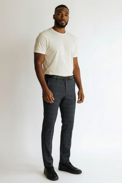 Jack& Jones Dark Grey Check Tapered Fit Mens Trousers