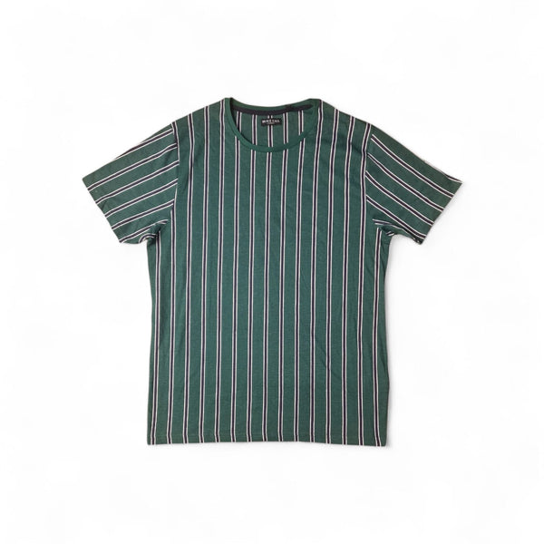 Brave Soul Green& Navy Stripe Mens T-Shirt