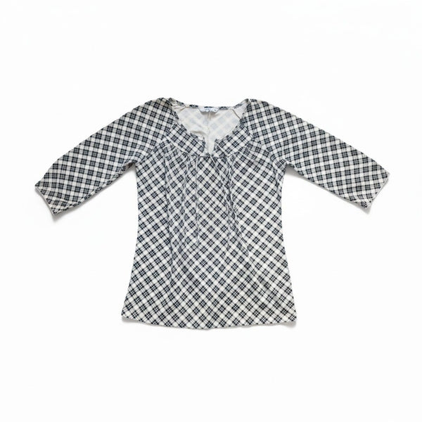 Store Twenty One Checked Notch Neck Womens Top