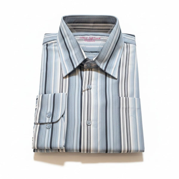 Simon Clark Blue Striped Long Sleeve Mens Shirt