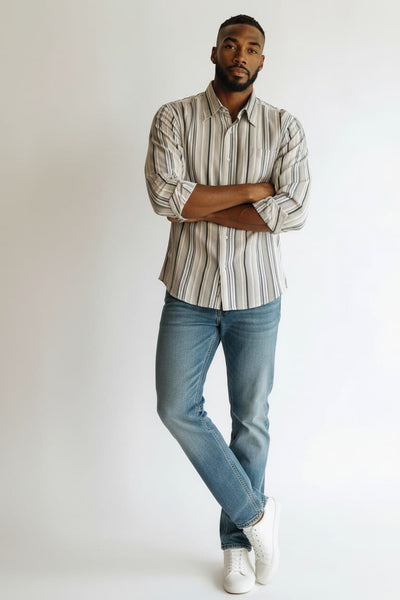 Simon Clark Stripe Long Sleeve Mens Shirt